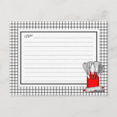 赤キッチン器具キャディ転がのピンレシピカード ポストカード (裏面)