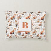 赤キツネかわいい動物子供部屋モノグラム アクセントクッション (裏面)