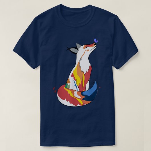 赤キツネと可愛い蝶Tシャツ Tシャツ (デザイン正面)