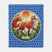 赤キツネと太陽 フリースブランケット (正面)