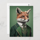 赤キツネのグリーンセントパトリックの日のスーツ ポストカード (正面/裏面)