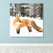 赤キツネイン白雪 キャンバスプリント (インサイチュ (ウッドフロア))