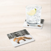 赤キツネイン白雪 スクエアペーパーコースター (インサイチュ)