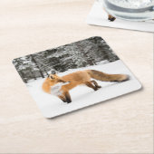 赤キツネイン白雪 スクエアペーパーコースター (アングル)