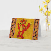 赤キツネグリーティングカード カード (黄色い花)