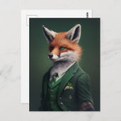赤キツネグリーン・セント・パトリックの日のスーツのはがきに ポストカード (正面/裏面)