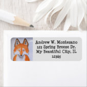 赤キツネグレー野生動物芸術パーソナライズ ラベル (インサイチュ)