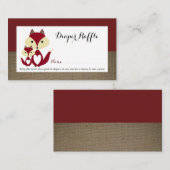 赤キツネラップベビーシャワーおむつラッフルチケット エンクロージャーカード (正面/裏面)