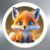 赤キツネ🦊可愛いウッドランド動物漫画グラフィック ラウンドシール