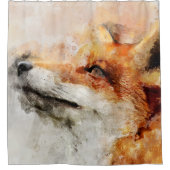 赤キツネ水彩ポートレート01 シャワーカーテン (正面)