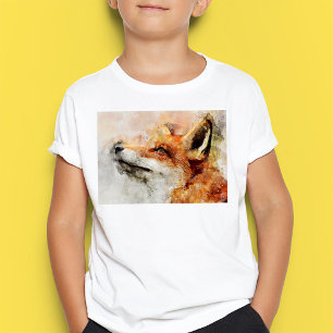 赤キツネ水彩ポートレート01 Tシャツ