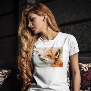 赤キツネ水彩ポートレート01 Tシャツ
