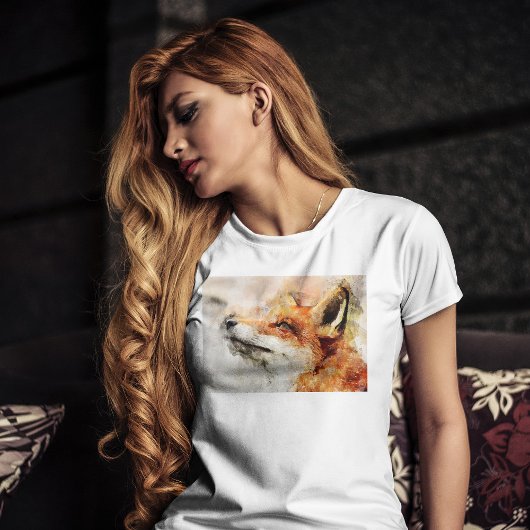 赤キツネ水彩ポートレート01 Tシャツ