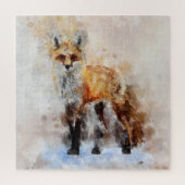 赤キツネ水彩ポートレート02 ジグソーパズル (縦)