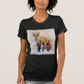 赤キツネ水彩ポートレート02 Tシャツ (正面)