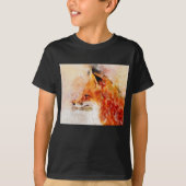 赤キツネ水彩ポートレート03 Tシャツ (正面)