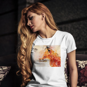 赤キツネ水彩ポートレート03 Tシャツ