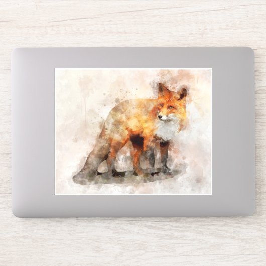 赤キツネ水彩ポートレート04 シール (コンピューター)