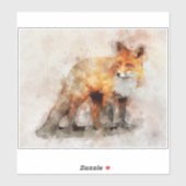 赤キツネ水彩ポートレート04 シール (シート)