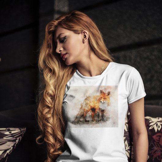 赤キツネ水彩ポートレート04 Tシャツ