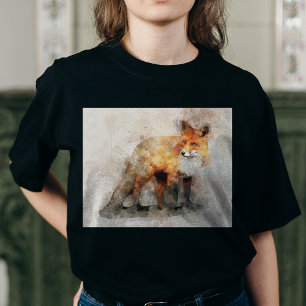 赤キツネ水彩ポートレート04 Tシャツ