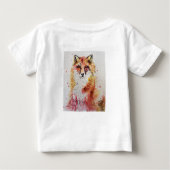 赤キツネ水彩最初の誕生日男の赤ちゃんベビーT ベビーTシャツ (裏面)