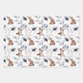 赤キツネ水彩林植物性クリスマス ラッピングペーパーシート (正面3)