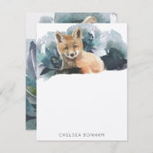 赤キツネ水彩風景 ノートカード (正面/裏面)