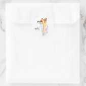 赤キツネ水色パーソナライズされた ラウンドシール (バッグ)