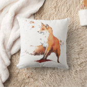 赤キツネ水色 クッション (ブランケット)