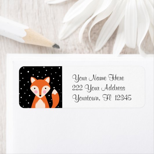 赤キツネ漫画デザインかわいい甘いアダレスラベル ラベル (インサイチュ)