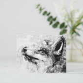 赤キツネ白黒の水色01 ポストカード (スタンド正面)