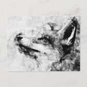 赤キツネ白黒の水色01 ポストカード (正面)