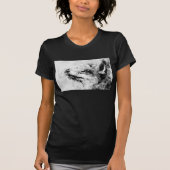 赤キツネ白黒の水色01 Tシャツ (正面)