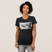 赤キツネ白黒の水色01 Tシャツ (正面フル)