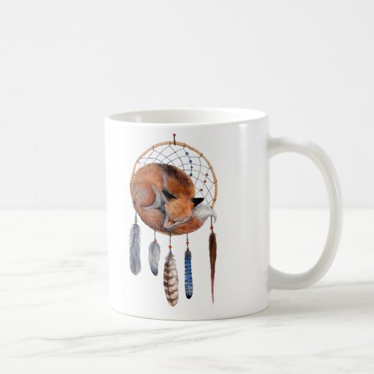 赤キツネ眠る夢のキャッチャー コーヒーマグカップ (右)