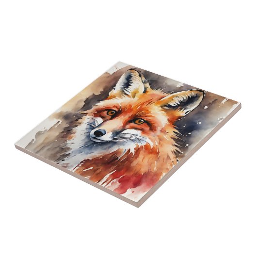 赤キツネ顔水彩 タイル (側面)