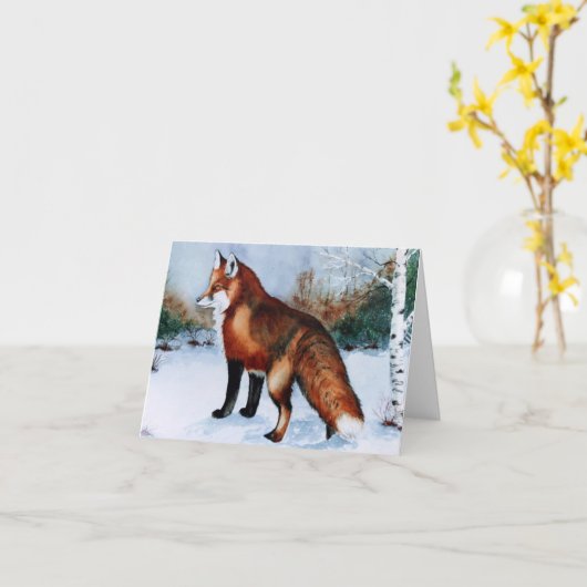 赤キツネ カード (黄色い花)