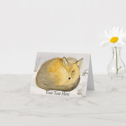 赤キツネ カード (小さな植物)