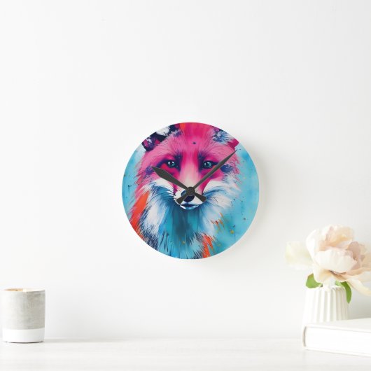 赤キツネ ラウンド壁時計 (ホーム)
