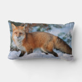 赤キツネ | Snow in Winter, Montana ランバークッション (裏面)