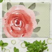 赤キャベツバラオンホワイトとライムドットタオル キッチンタオル (折り畳み)