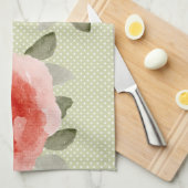 赤キャベツバラオンホワイトとライムドットタオル キッチンタオル (四つ折り)