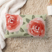 赤キャベツバラオンホワイトとライムドット枕 ランバークッション (ブランケット)