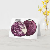 赤キャベツ漫画イラストレーション カード (黄色い花)