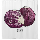 赤キャベツ漫画イラストレーション シャワーカーテン (正面)