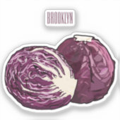 赤キャベツ漫画イラストレーション シール (正面)