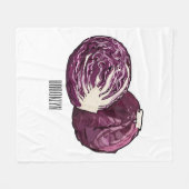 赤キャベツ漫画イラストレーション フリースブランケット (正面(横))