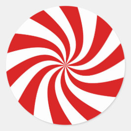 赤キャンディーケインパーティープレート ラウンドシール