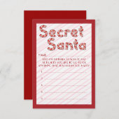 赤キャンディーケーンシークレットサンタのカスタマイズ可能な駐車場 招待状 (正面/裏面)